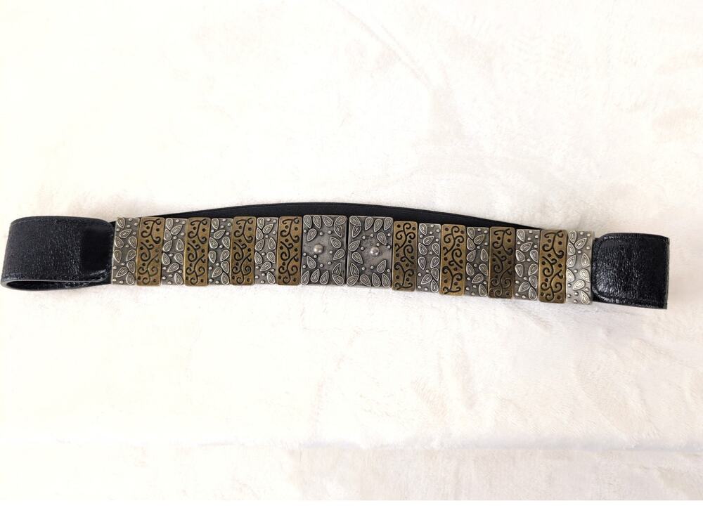 Metal Designer Tile Enamel Mosaic stretch reversible belt Boho Classic Retro